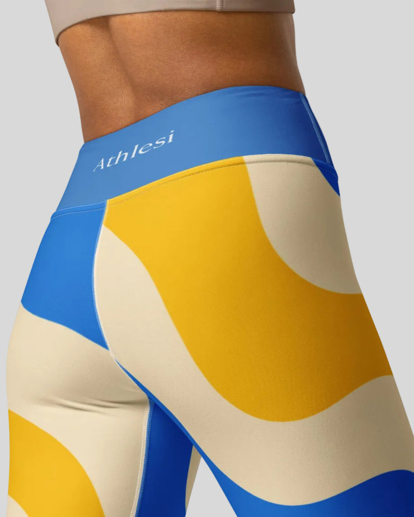 Fabric detail cerulean swirl leggings back view