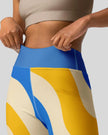 Fabric detail cerulean swirl leggings front view