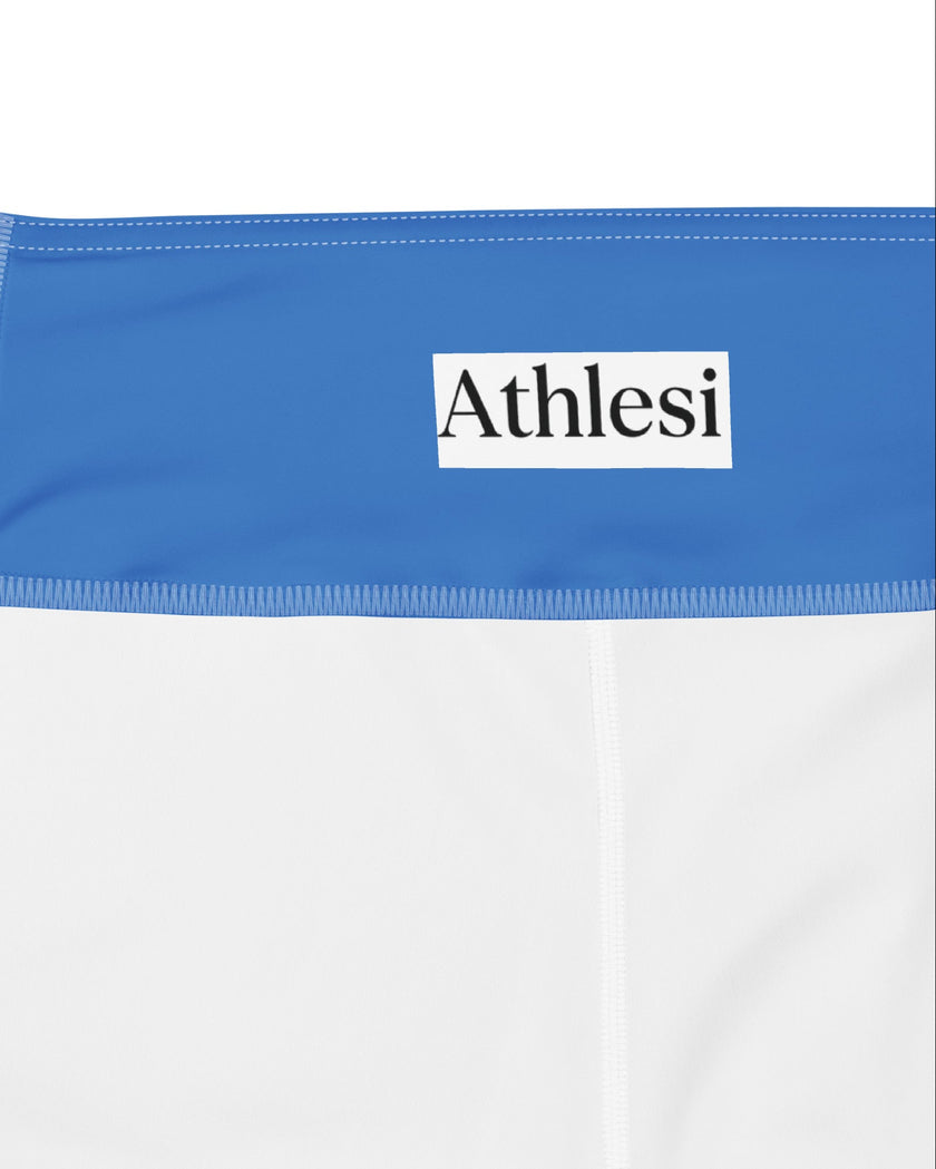 Fabric detail cerulean blue leggings