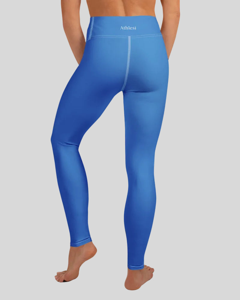 Cerulean blue leggings back view