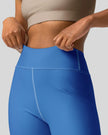 Fabric detail cerulean blue leggings front view