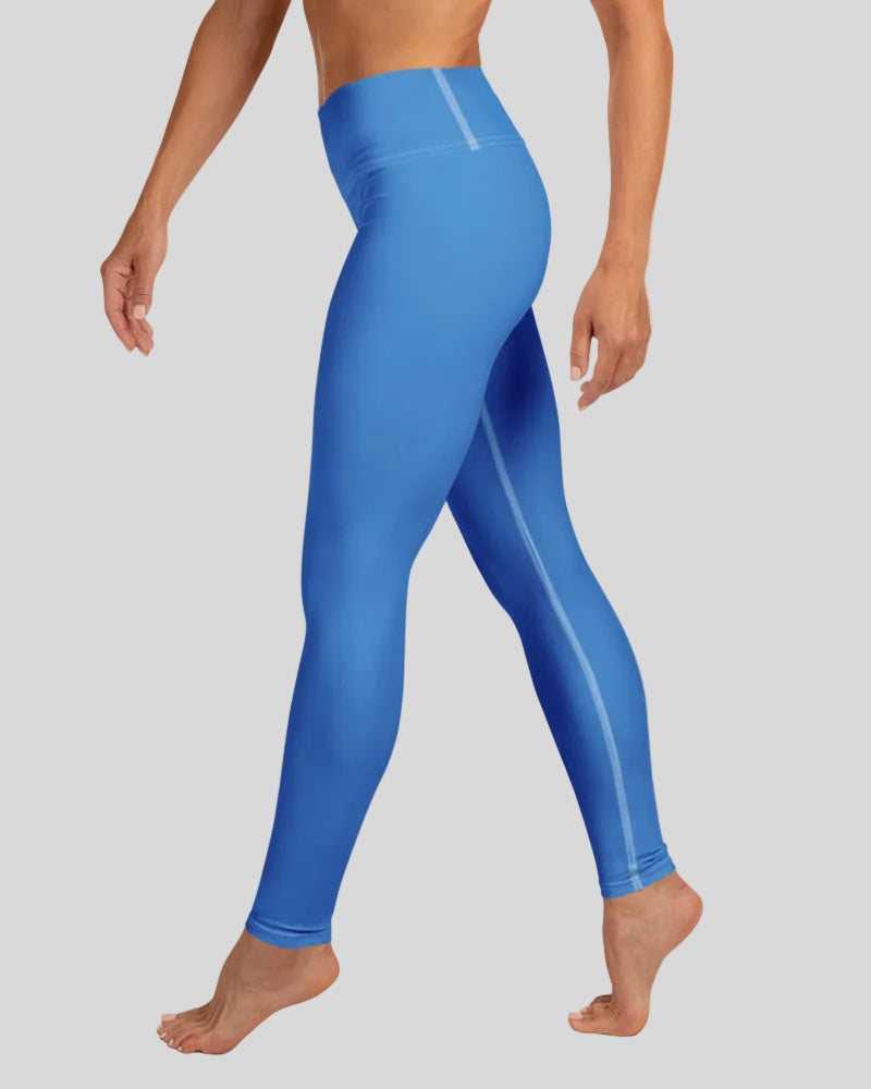 Cerulean blue leggings left side view