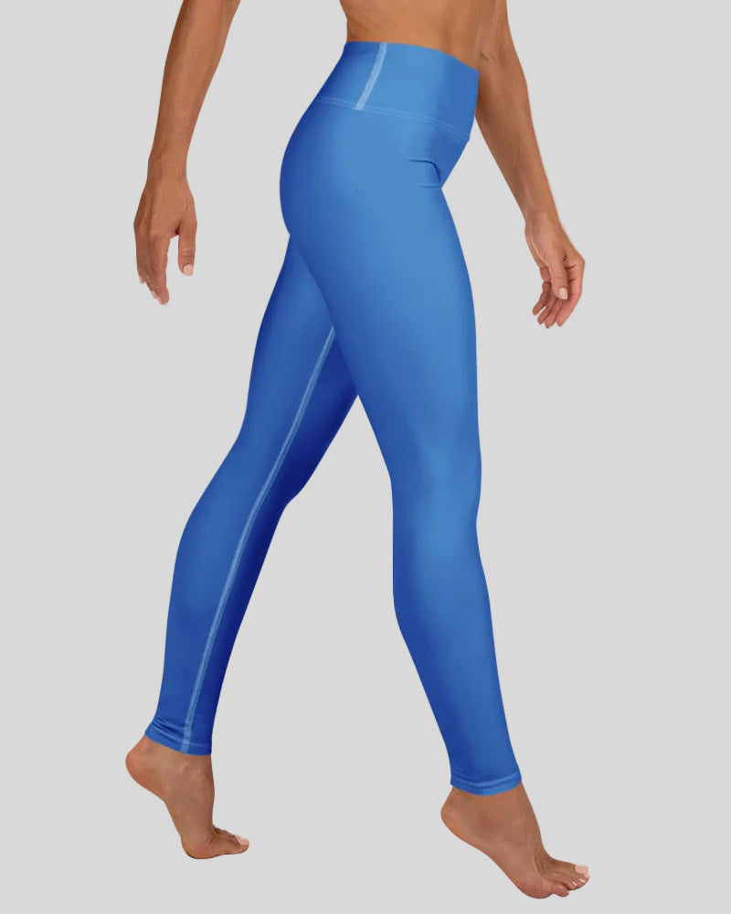 Cerulean blue leggings left right view