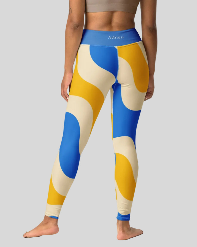 Cerulean swirl leggings back view Athlesi Heatwave