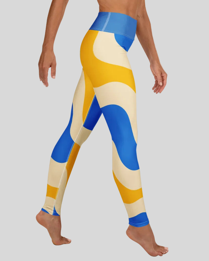 Cerulean swirl leggings side view Athlesi Heatwave