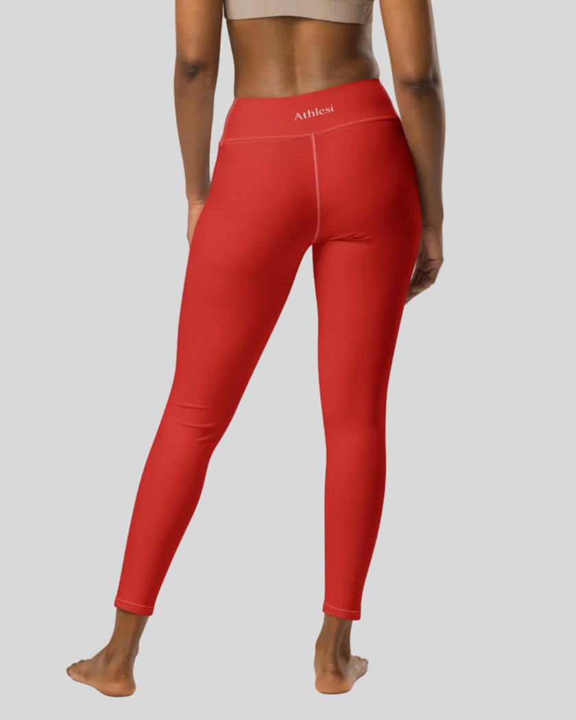 Tomato red leggings back view