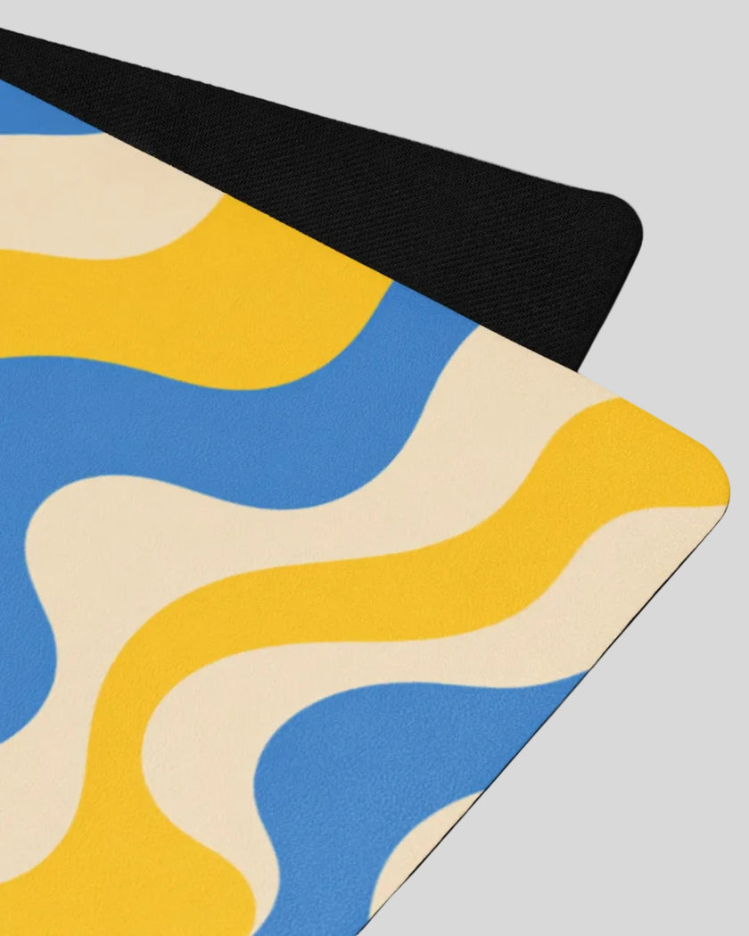 Microsuede texture yoga mat cerulean swirl closeup