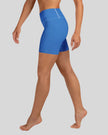 Left side view cerulean blue performance shorts