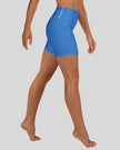 Right side view cerulean blue performance shorts