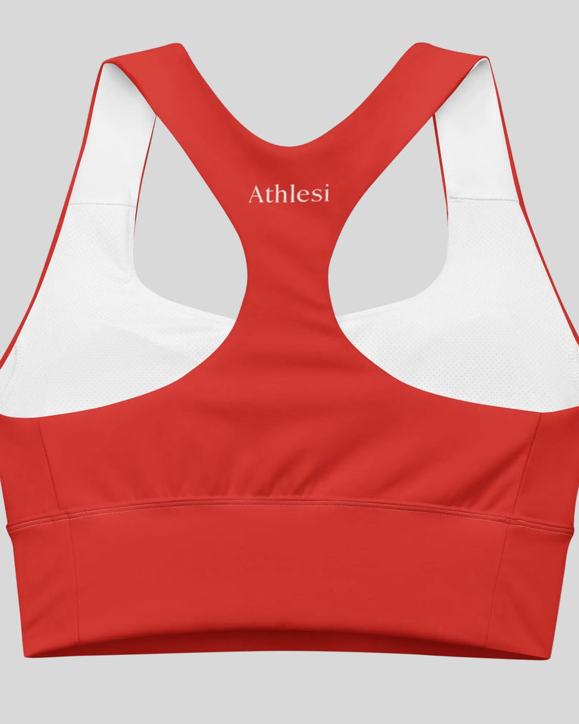 Tomato red sports bra racerback design Athlesi activewear 
