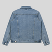 Heritage Denim Jacket in Blue back view showcasing the relaxed silhouette and vintage washed denim
