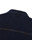 Close-up of the back collar on the Heritage Denim Jacket in Navy Blue