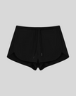 Heritage Lounge Shorts in Black front view featuring a relaxed fit and adjustable drawstring waistband