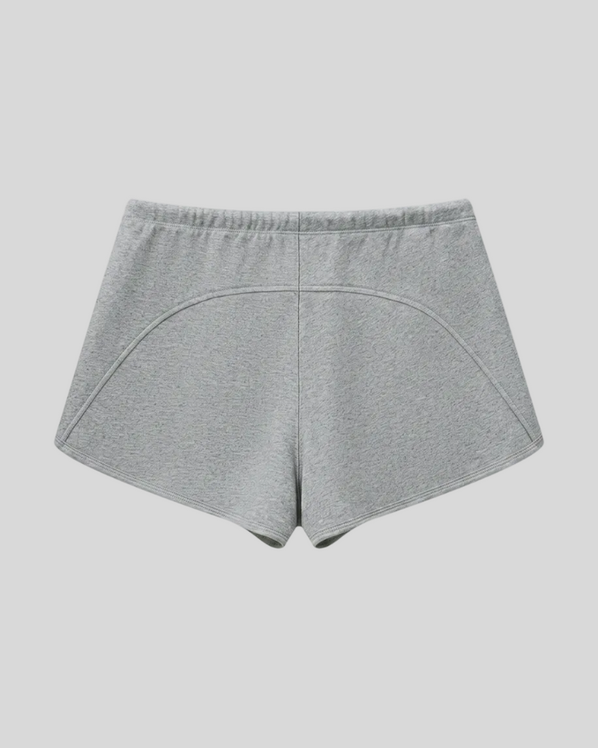 Heritage Lounge Shorts in Flower Gray back view showcasing the relaxed silhouette and curved back yoke