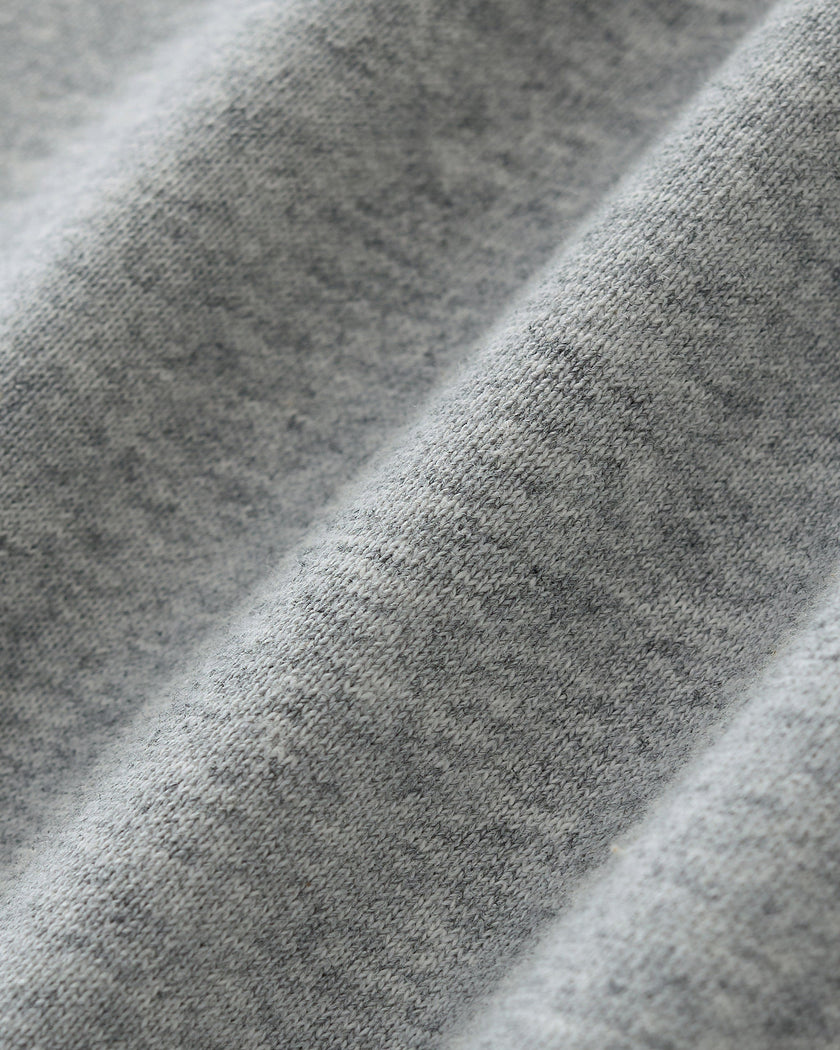 Close-up of the premium heavyweight knit fabric on the Heritage Lounge Shorts in Flower Gray