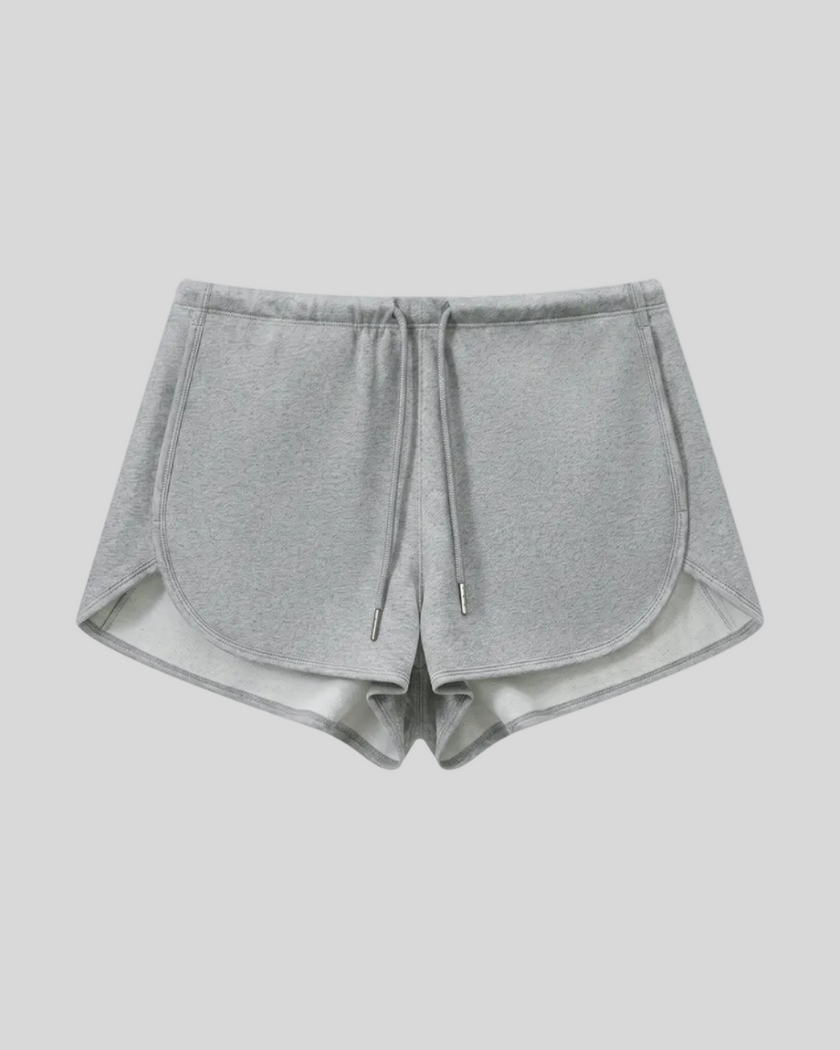 Heritage Lounge Shorts in Flower Gray front view featuring a relaxed fit and adjustable drawstring waistband