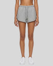 Model wearing the Heritage Lounge Shorts in Flower Gray viewed from the front