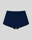 Heritage Lounge Shorts in Navy Blue back view showcasing the relaxed silhouette and curved back yoke