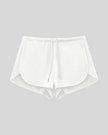 Heritage Lounge Shorts in White front view featuring a relaxed fit and adjustable drawstring waistband