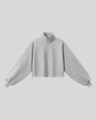 A flower gray Athlesi Heritage Quarter-Zip Sweatshirt with lantern sleeves, front view.