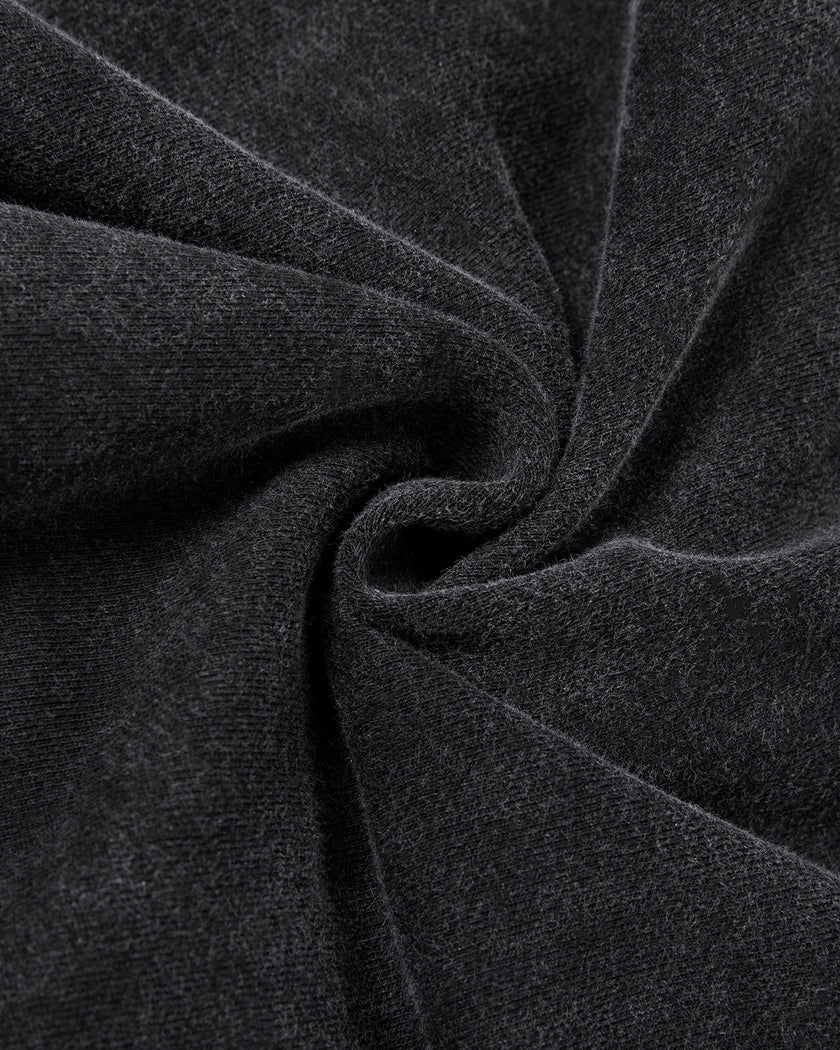 Detailed view of the soft cotton texture and washed finish on the Heritage Washed Hoodie in Dark Gray