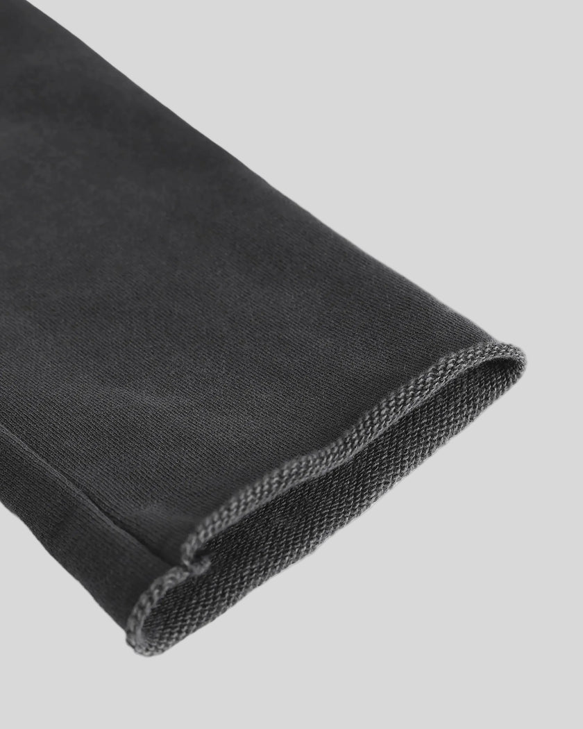 Close-up of the sleeve cuff on the Heritage Washed Hoodie in Dark Gray