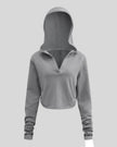 Heritage Washed Hoodie in Medium Gray front view featuring a relaxed hood, V-neckline, and raw edge hem
