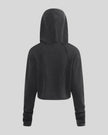 Heritage Washed Hoodie in Washed Black back view showcasing the relaxed silhouette and hood