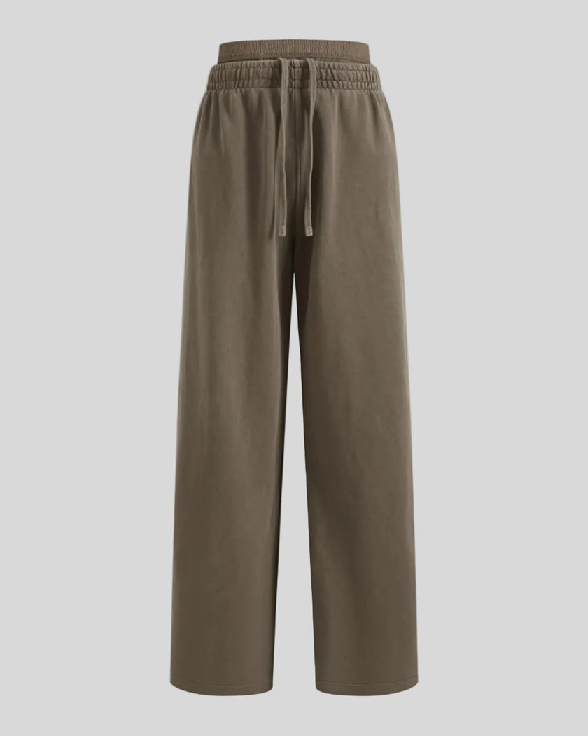 Heritage Washed Pants in Coffee front view featuring a relaxed straight-leg fit and double waistband