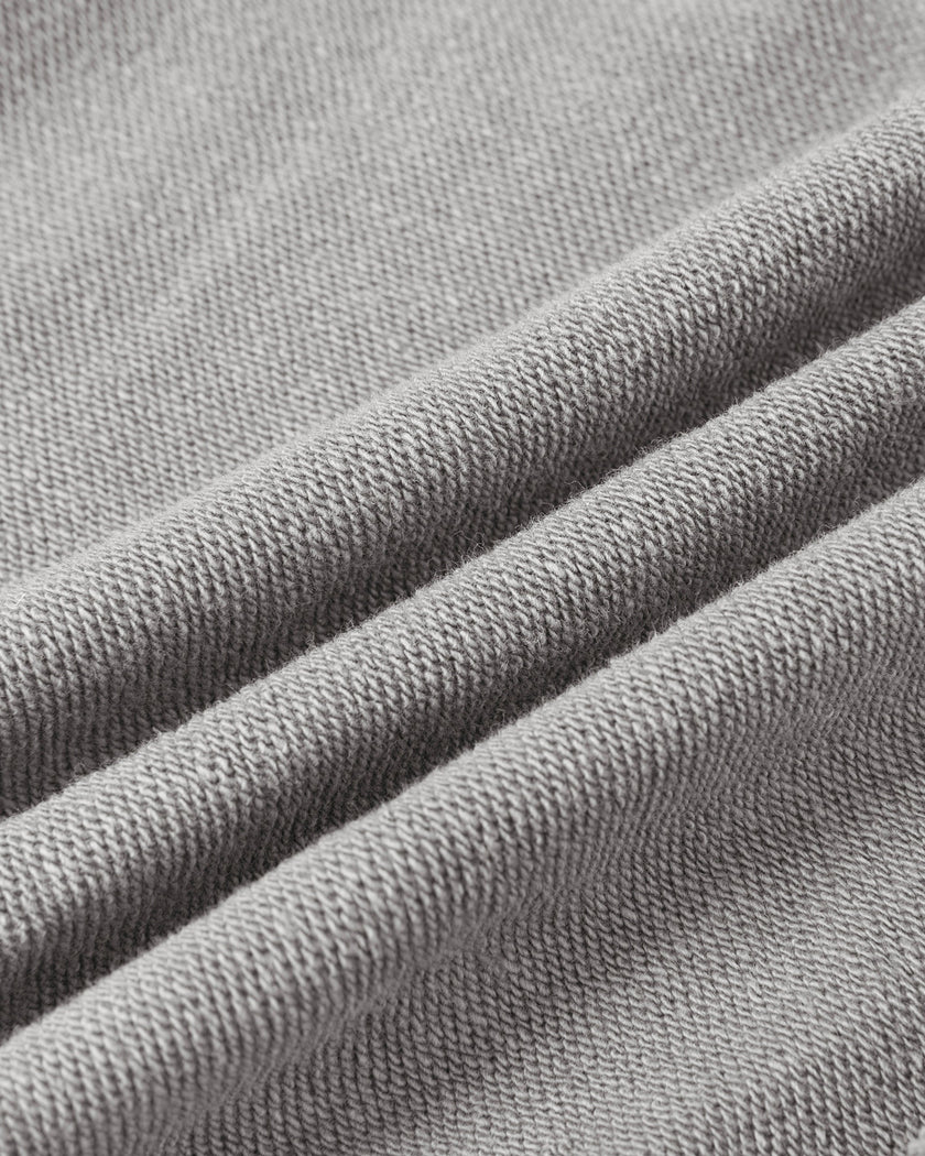 Close-up of the soft vintage washed cotton fabric on the Heritage Washed Pants in Medium Gray