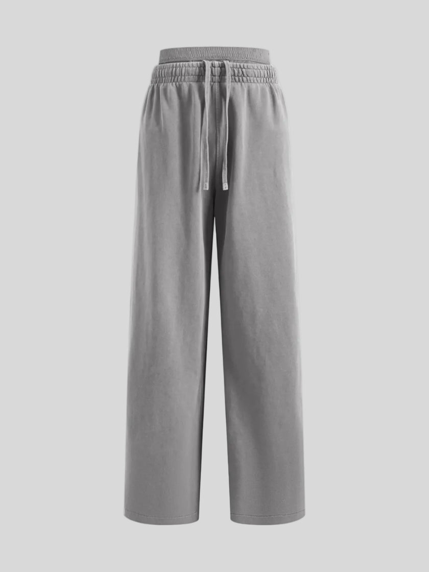 Heritage Washed Pants in Medium Gray front view featuring a relaxed straight-leg fit and double waistband