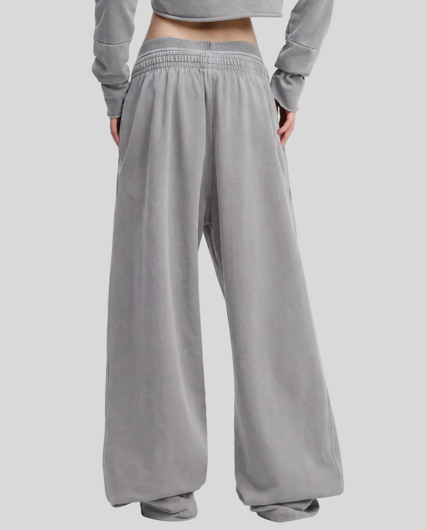 Back view of a model wearing the Heritage Washed Pants in Medium Gray