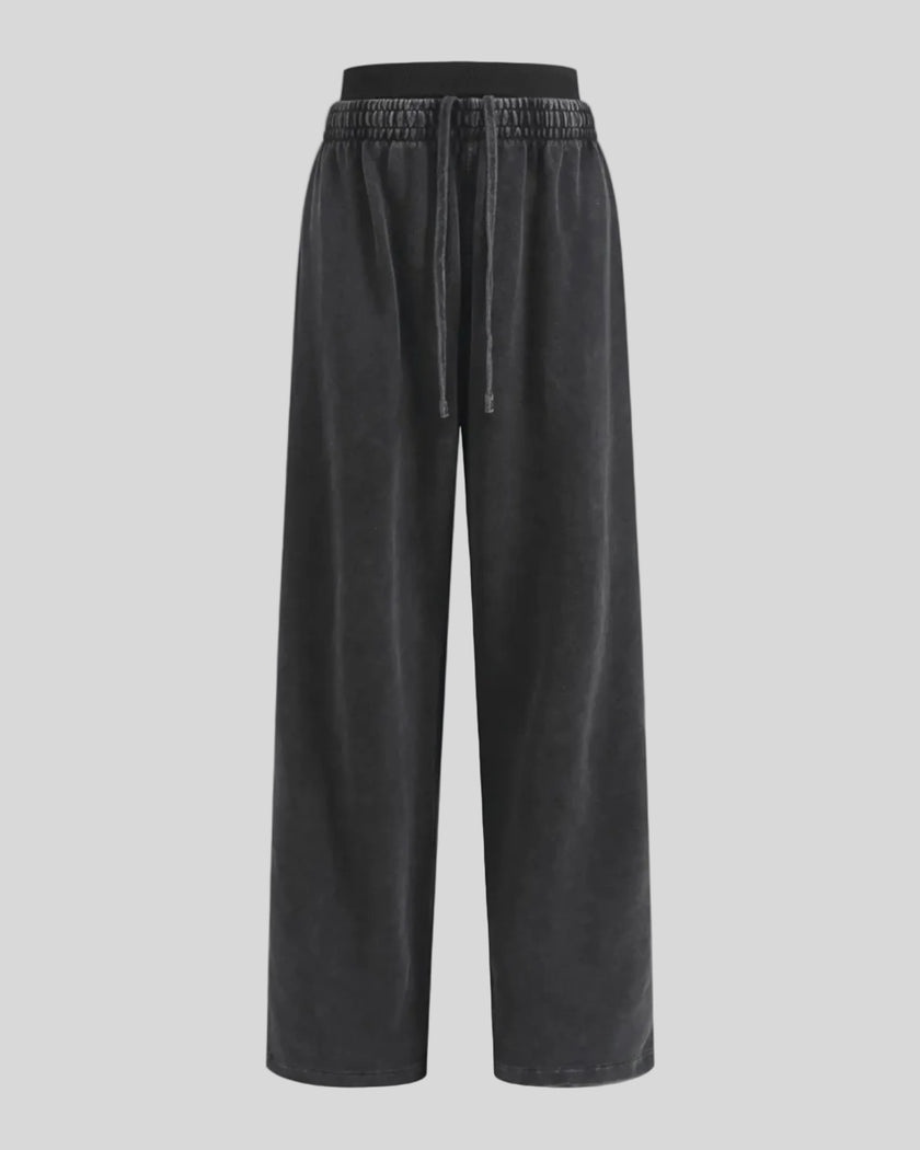 Heritage Washed Pants in Washed Black front view featuring a relaxed straight-leg fit and double waistband