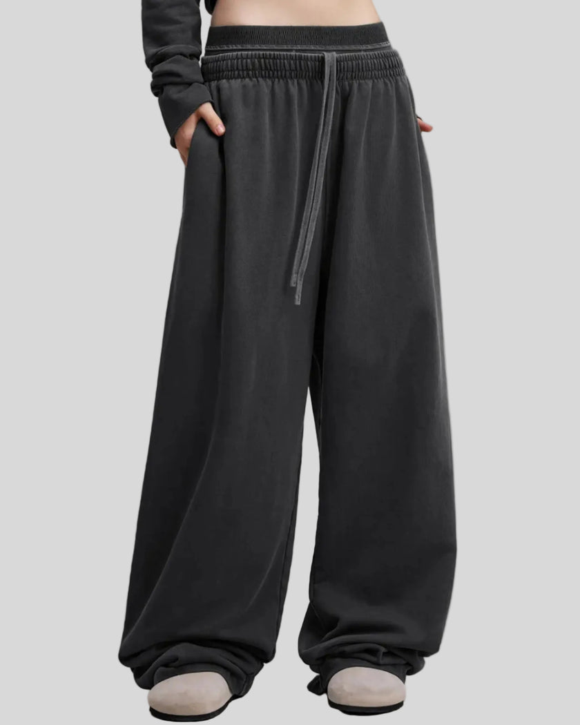 Model wearing the Heritage Washed Pants in Washed Black viewed from the front