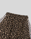 Closeup of back elasticized waistband on Leopard Accent Barrel Pants in Leopard Coffee