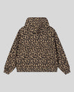Leopard Accent Hoodie in Leopard Coffee with oversized hood back view