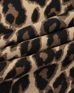 Closeup of Leopard Coffee cotton fabric on Leopard Accent Hoodie