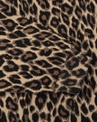 Closeup of leopard print sleeve, contrast white stripes and ribbed cuff on Leopard Accent Hoodie