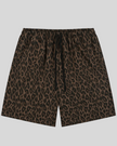 Leopard Accent Shorts in Leopard Brown with relaxed straight-leg silhouette front view