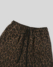 Closeup of elasticized drawstring waist on Leopard Accent Shorts in Leopard Coffee
