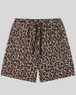 Leopard Accent Shorts in Leopard Coffee with relaxed straight-leg silhouette front view