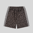Leopard Accent Shorts in Leopard Light Taupe with contrast white side stripes back view