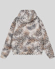 Leopard Vintage Accent Hoodie in Leopard Apricot with oversized hood back view