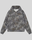 Leopard Vintage Accent Hoodie in Leopard Dark Gray with vintage wash front view