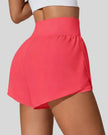 Back view of Athlesi LiftMove Pocket Active Shorts in strawberry showing smooth waistband and coverage