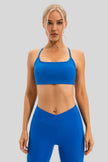 Feminine coverage with LumaForm Crisscross Sports Bra in Blue - Athlesi