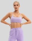 Seamless lilac sports bra featuring slim shoulder straps