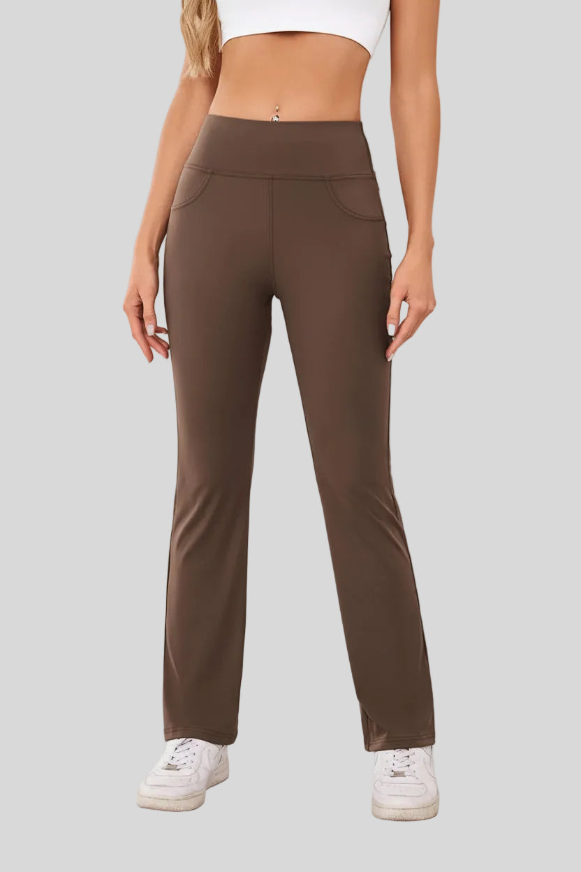Athlesi MotionEase Everyday active pant in brown, front view