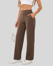 Side view of Athlesi MotionEase Relaxed active pant in brown