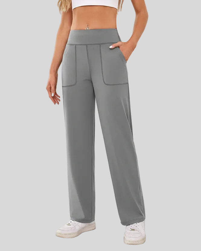 Angled front view of Athlesi MotionEase Relaxed active pant in gray